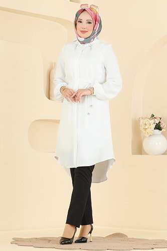 moda selvim Tunic 2922SLK540 Ecru - Thumbnail