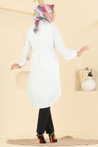 moda selvim Tunic 2922SLK540 Ecru - Thumbnail