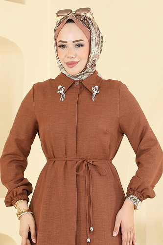moda selvim Tunic 2922SLK540 Tan - Thumbnail