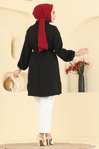 moda selvim Tunic 2924SLK540 Black - Thumbnail