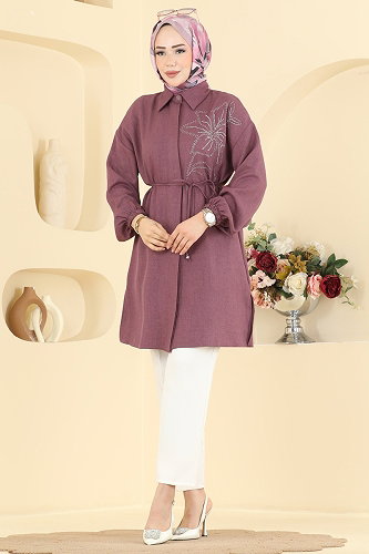 moda selvim Tunic 2924SLK540 Dark Lilac - Thumbnail