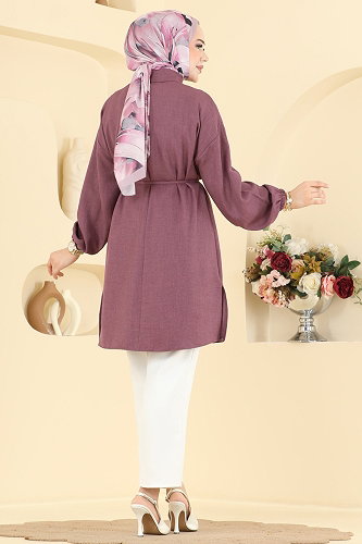 moda selvim Tunic 2924SLK540 Dark Lilac - Thumbnail