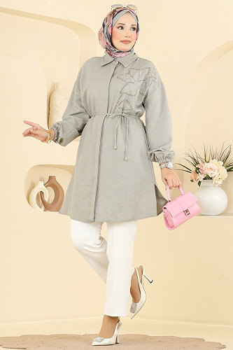 moda selvim Tunic 2924SLK540 Gray - Thumbnail