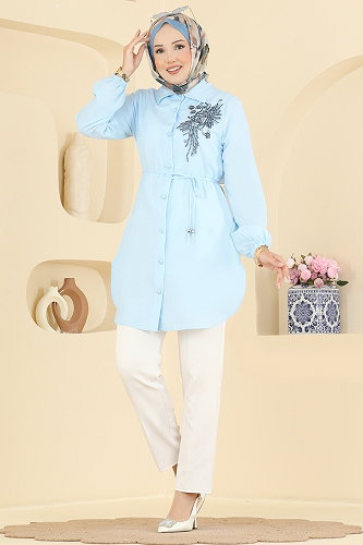 moda selvim بلوز أزرق فاتح 2926SLK540 - Thumbnail
