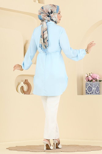 moda selvim بلوز أزرق فاتح 2926SLK540 - Thumbnail