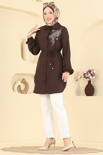 moda selvim Tunic 2926SLK540 Bitter Brown - Thumbnail