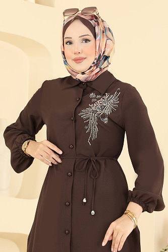 moda selvim Tunic 2926SLK540 Bitter Brown - Thumbnail