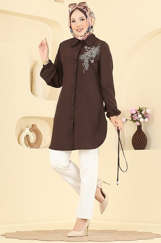 moda selvim Tunic 2926SLK540 Bitter Brown - Thumbnail