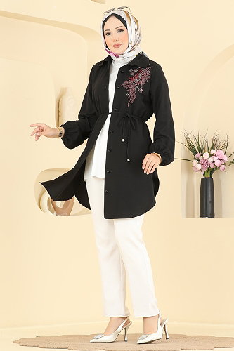 moda selvim Tunic 2926SLK540 Black - Thumbnail