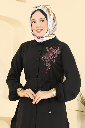 moda selvim Tunic 2926SLK540 Black - Thumbnail