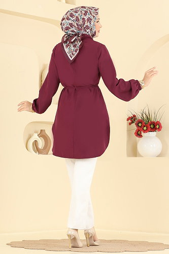 moda selvim Tunic 2926SLK540 Burgundy - Thumbnail