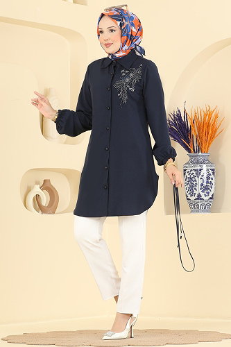 moda selvim بلوز كحلي 2926SLK540 - Thumbnail