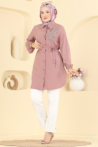 moda selvim بلوز وردي 2926SLK540 - Thumbnail