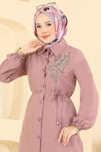 moda selvim بلوز وردي 2926SLK540 - Thumbnail