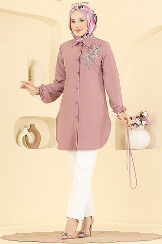 moda selvim بلوز وردي 2926SLK540 - Thumbnail