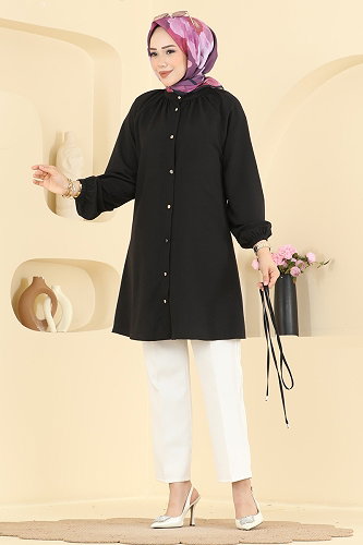 moda selvim Tunic 2932SLK540 Black - Thumbnail