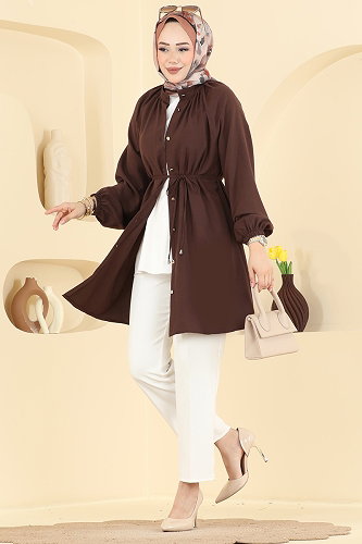 moda selvim Tunic 2932SLK540 Brown - Thumbnail