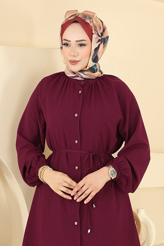 moda selvim بلوز خمري 2932SLK540 - Thumbnail