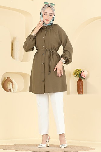 moda selvim Tunic 2932SLK540 Khaki - Thumbnail