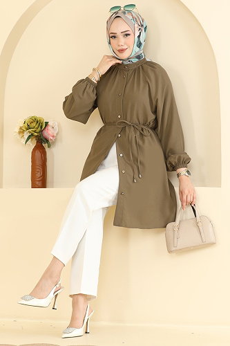 moda selvim بلوز اخضر عفني 2932SLK540 - Thumbnail