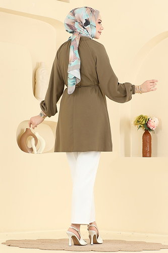 moda selvim بلوز اخضر عفني 2932SLK540 - Thumbnail