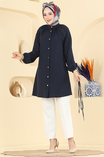 moda selvim بلوز كحلي 2932SLK540 - Thumbnail