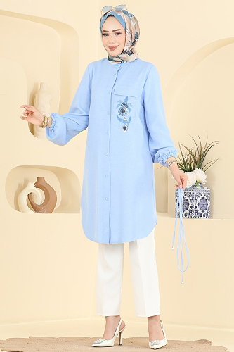 moda selvim Tunic 2938SLK540 Baby Blue - Thumbnail