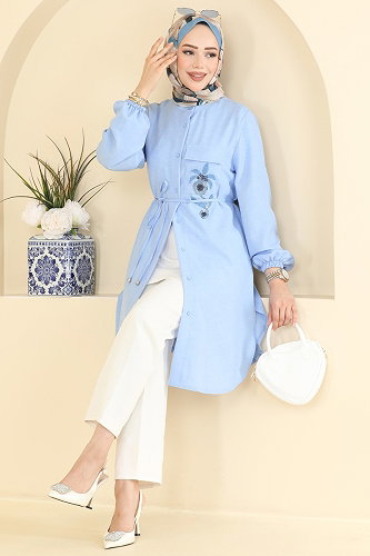 moda selvim بلوز أزرق فاتح 2938SLK540 - Thumbnail