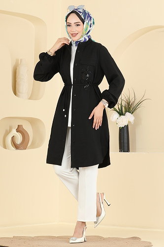 moda selvim Tunic 2938SLK540 Black - Thumbnail