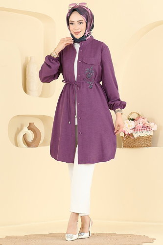 moda selvim Tunic 2938SLK540 Dark Lilac - Thumbnail