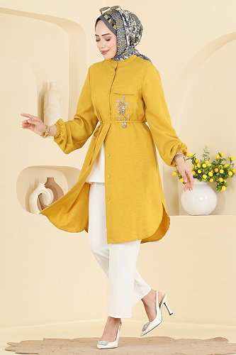 moda selvim بلوز خردلي 2938SLK540 - Thumbnail