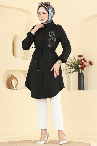 moda selvim Tunic 2941SLK540 Black - Thumbnail