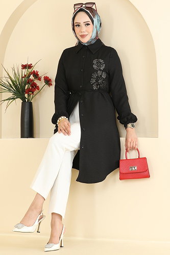 moda selvim بلوز أسود 2941SLK540 - Thumbnail