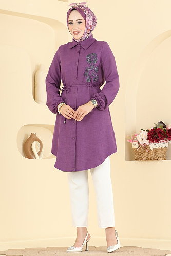 moda selvim Tunic 2941SLK540 Dark Lilac - Thumbnail