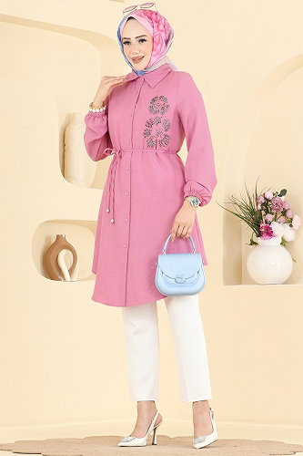 moda selvim بلوز وردي 2941SLK540 - Thumbnail