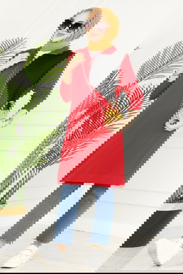 Modaselvim خصم صافٍ20%+20% في سلة التسوق 3000ASY563 الأحمر بلوز طويل