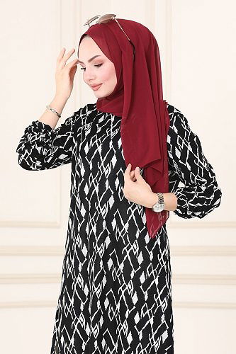 moda selvim 3002MNT741 زجاج مكسور بلوز طويل - Thumbnail