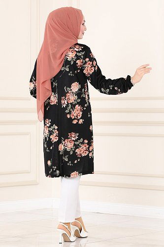 moda selvim Tunic 3002MNT741 Flower Pattern - Thumbnail