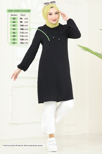 moda selvim Tunic 3003BM387 Black - Thumbnail