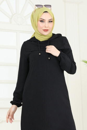 moda selvim Tunic 3003BM387 Black - Thumbnail