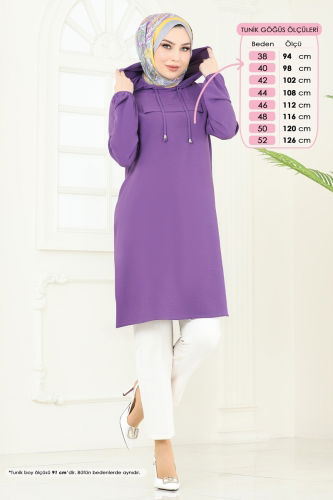 moda selvim Tunic 3003BM387 Dark Lilac - Thumbnail