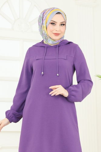 moda selvim Tunic 3003BM387 Dark Lilac - Thumbnail