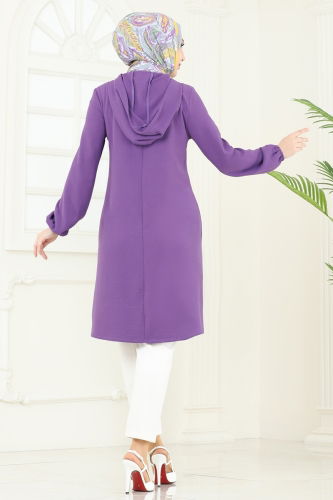 moda selvim Tunic 3003BM387 Dark Lilac - Thumbnail