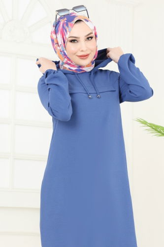 moda selvim Tunic 3003BM387 Indigo - Thumbnail