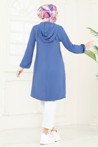 moda selvim Tunic 3003BM387 Indigo - Thumbnail