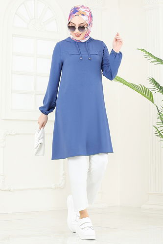 moda selvim بلوز ازرق 3003BM387 - Thumbnail