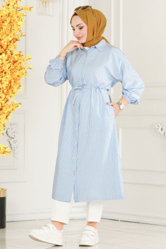 moda selvim Tunic 3003HBS856 Pattern 1 Baby Blue - Thumbnail