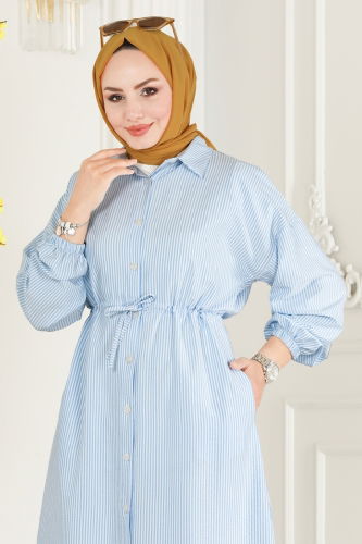 moda selvim Tunic 3003HBS856 Pattern 1 Baby Blue - Thumbnail