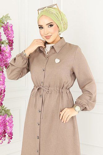 moda selvim بلوز بيج غامق 3006KTR750 - Thumbnail