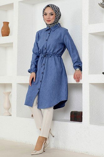 moda selvim Tunic 3006KTR750 Indigo - Thumbnail